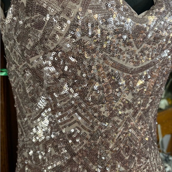 Betsy & Adam Sequin Gown in a rose or pink shade size 2 small gown floor - Picture 16 of 16